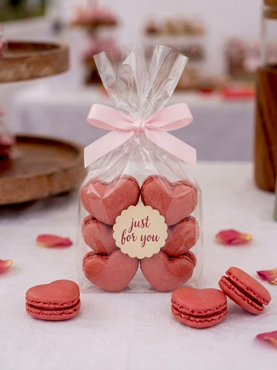 Raspberry Heart Collection – 6 Heart-Shaped Macarons