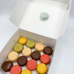 Luxury French macaron gift box with assorted artisan flavours for dessert catering and gifting in Brisbane.