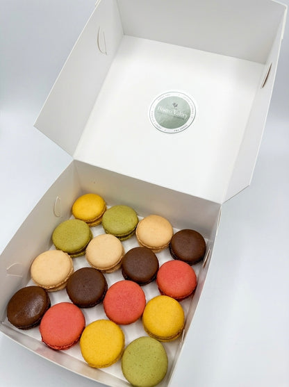 Luxury French macaron gift box with assorted artisan flavours for dessert catering and gifting in Brisbane.